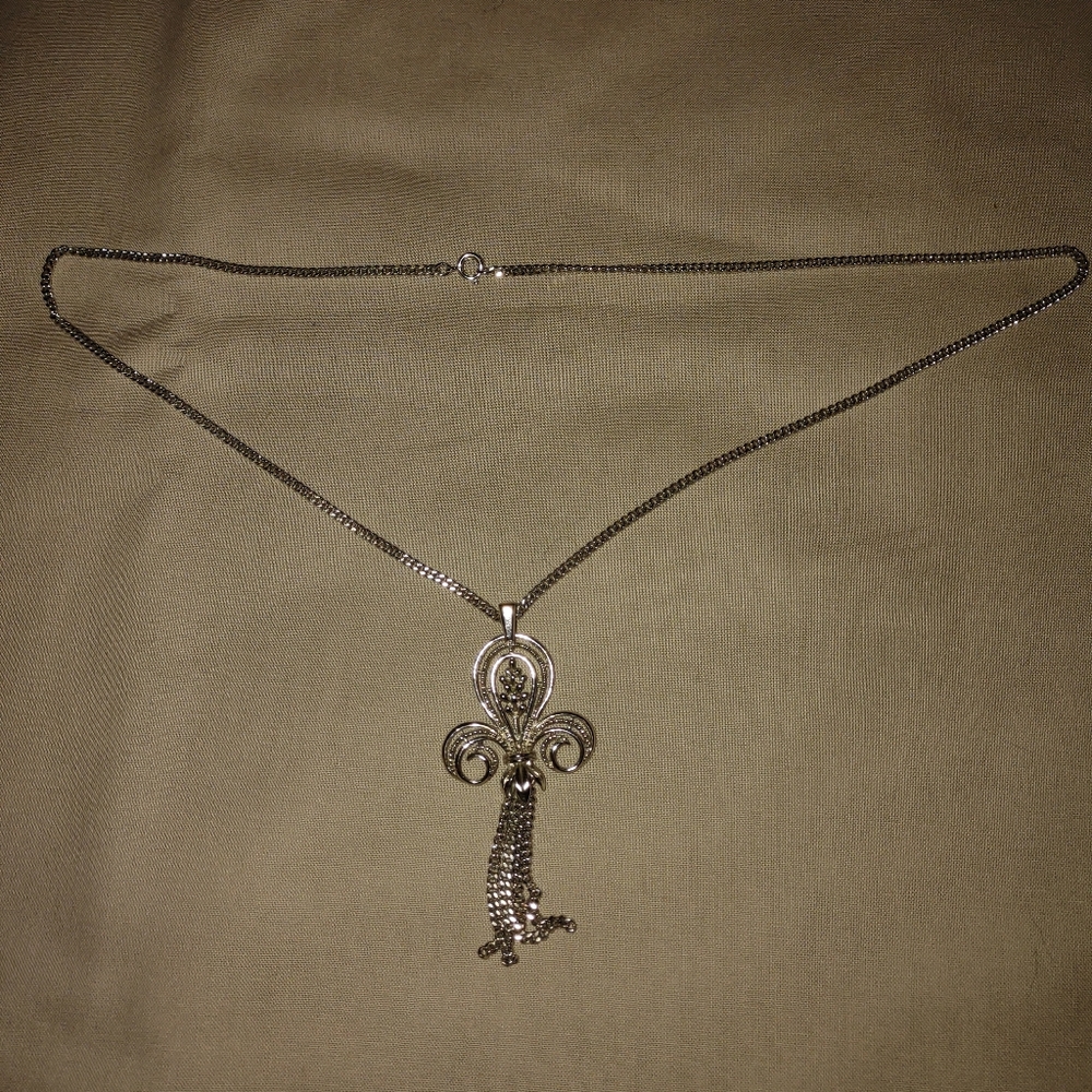 Silver long necklace